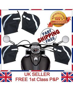 LTG Black Digit Motorcycle Handle Bar Mitts Hand Warmer Motorbike Muffs Gloves